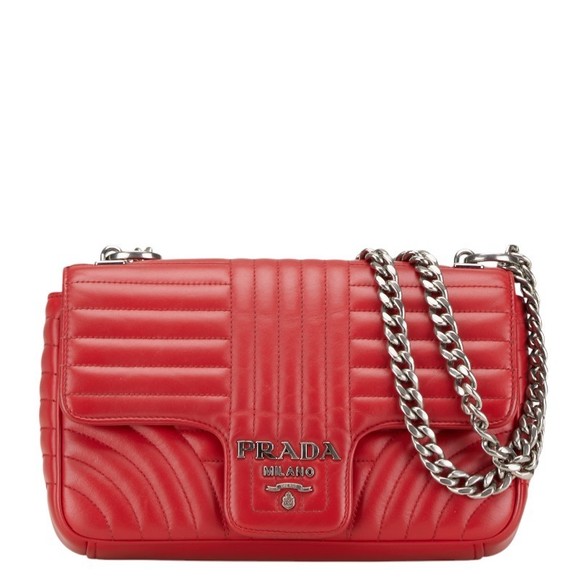 Prada Diagram Chain Shoulder Bag Handbag Red - Picture 1 of 8